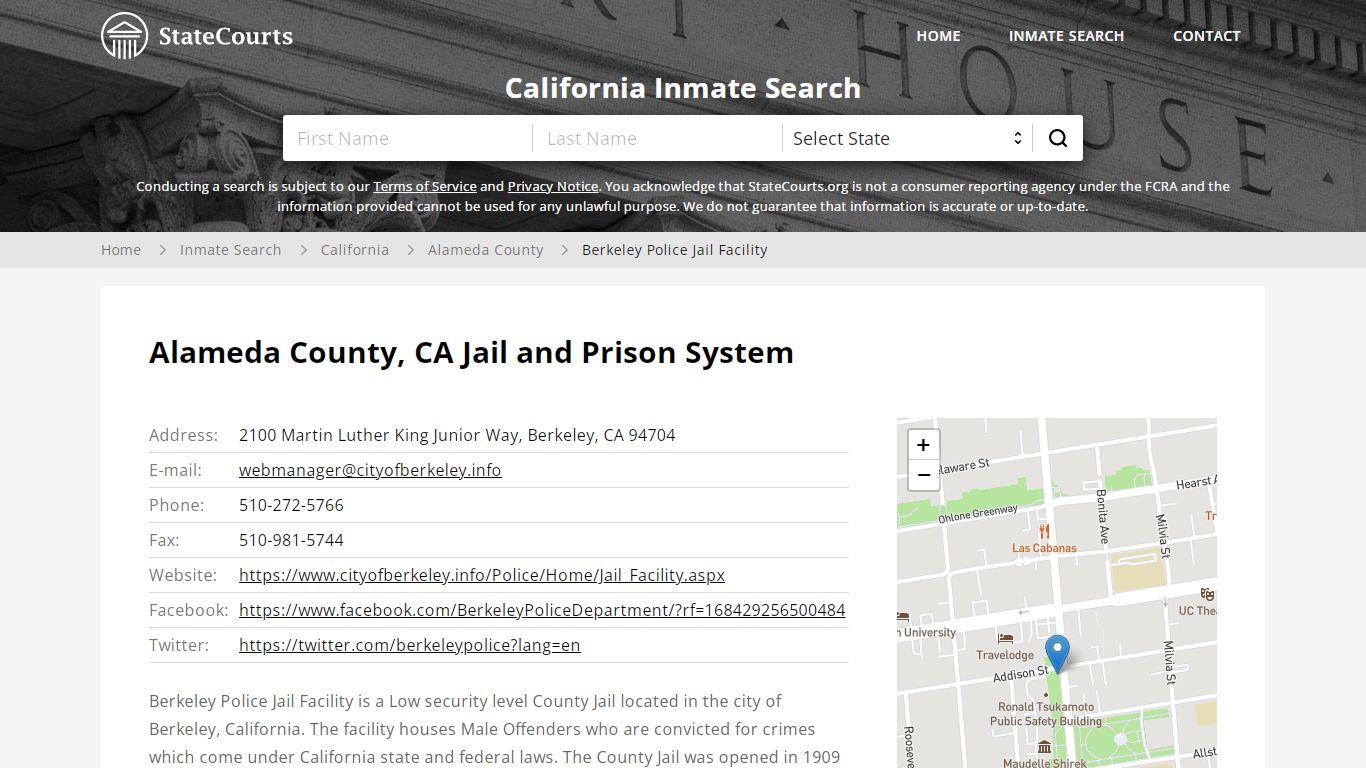 Berkeley Police Jail Facility Inmate Records Search ...