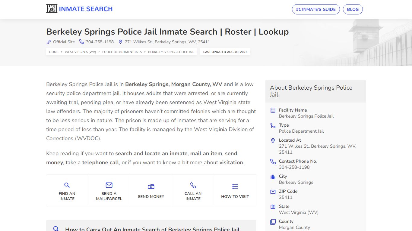 Berkeley Springs Police Jail Inmate Search | Roster | Lookup